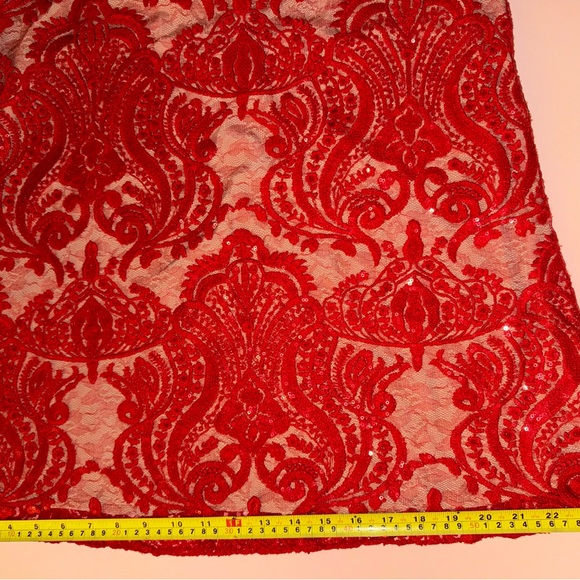 Free People Night Shimmers Mini Dress Womens Size 14 Red V Neck Lace Sequin New - Picture 16 of 16